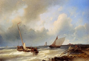 ボート Painting - オランダの海岸からの出荷 アブラハム ハルク シニア ボートの海の風景